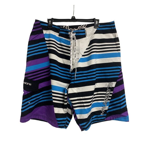 Maui And Sons Strip Swim Boardshorts Size 38 - Picture 1 of 9